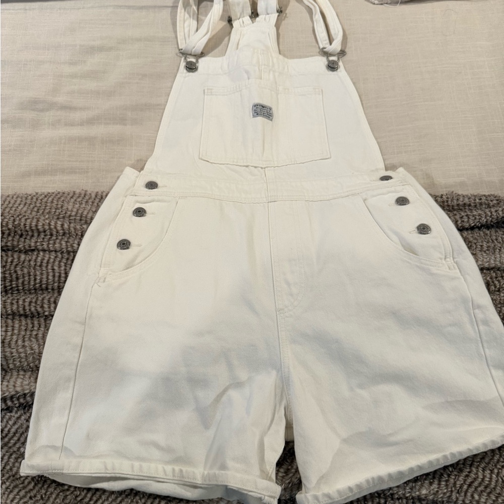 Levi's White Jean Shorts Overalls